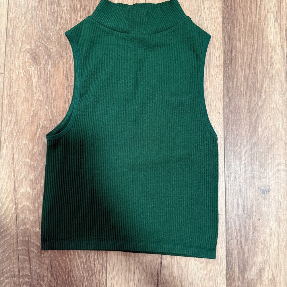 Zara Deep Green Ribbed Tank Top